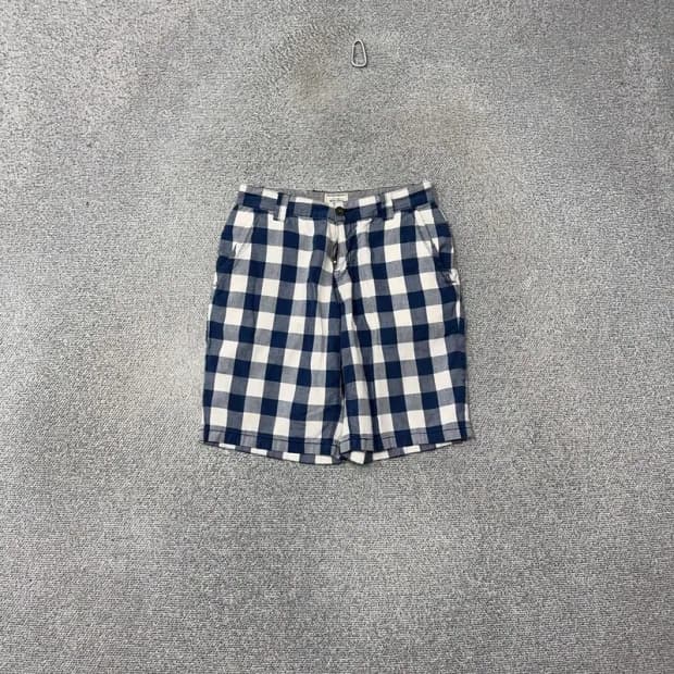 빈폴 남성 캐주얼 네이비 체크 면 반바지 76-91