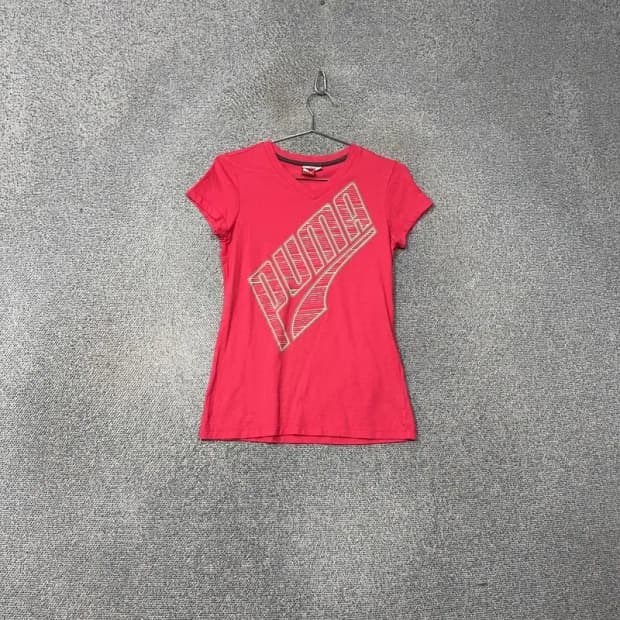 푸마 빅로고 Y2K 프린팅 코랄 반팔 티 XS