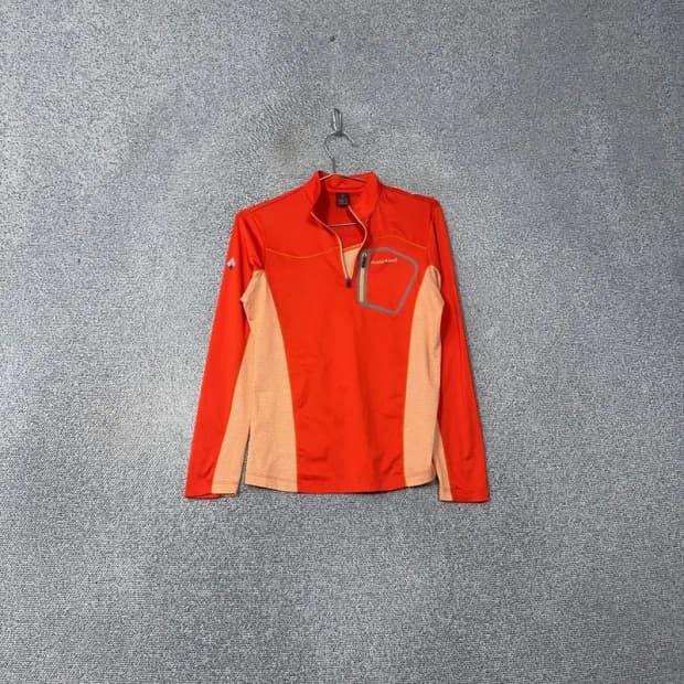 몽벨 오렌지 로고 기능성 여성 등산 반집업 긴팔티 S