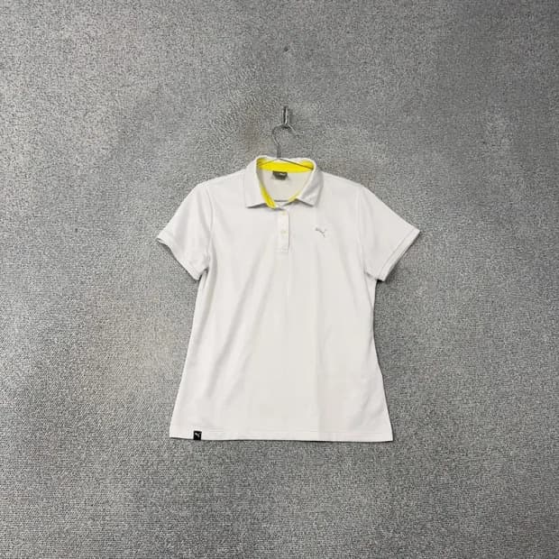 푸마 여성 화이트 기능성 반팔 카라티 L