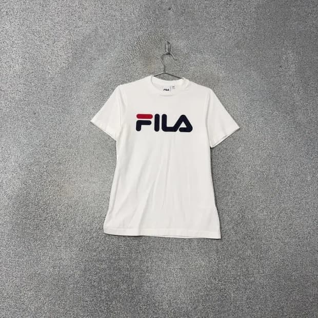 휠라 프린팅 로고 화이트 반팔 티 90(XS)