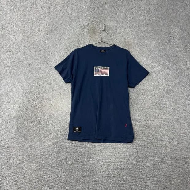 그루브라임 프린팅 네이비 반팔 티 M