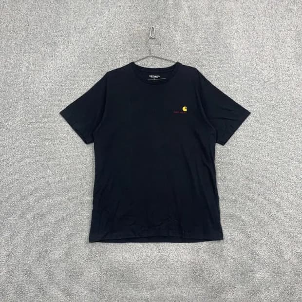 칼하트 로고 캐주얼 블랙 반팔 티 L