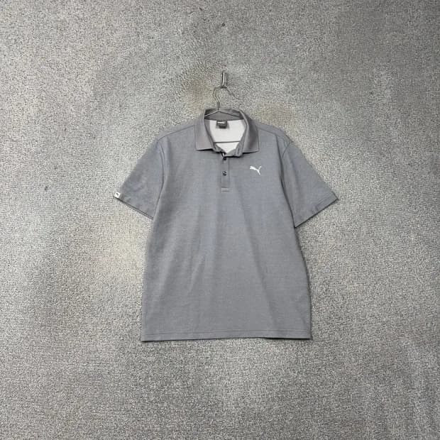 푸마 라이트 그레이 로고 기능성 반팔 카라티 XL