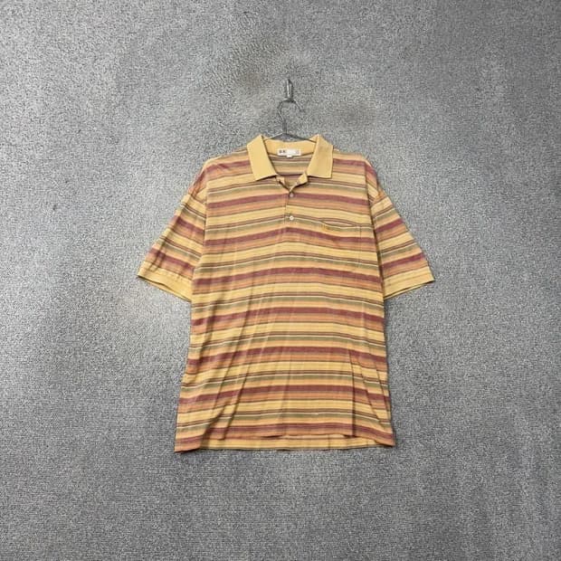 닥스 스트라이프 베이지 반팔 카라티 100