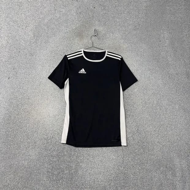 아디다스 블랙 로고 기능성 반팔 티 OS