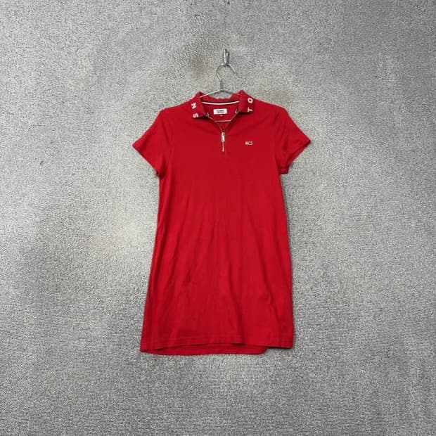 타미힐피거 로고 레드 카라 원피스 XS