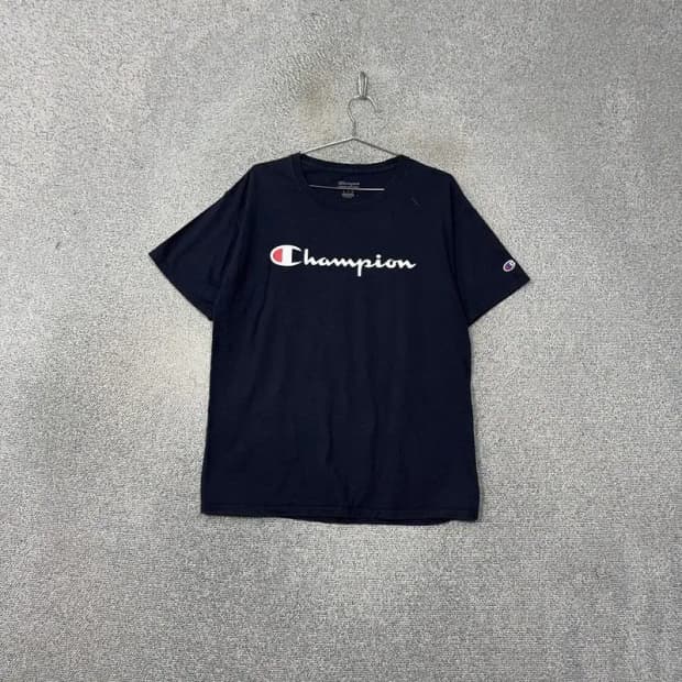 챔피온 스펠로고 프린팅 네이비 반팔 티 L