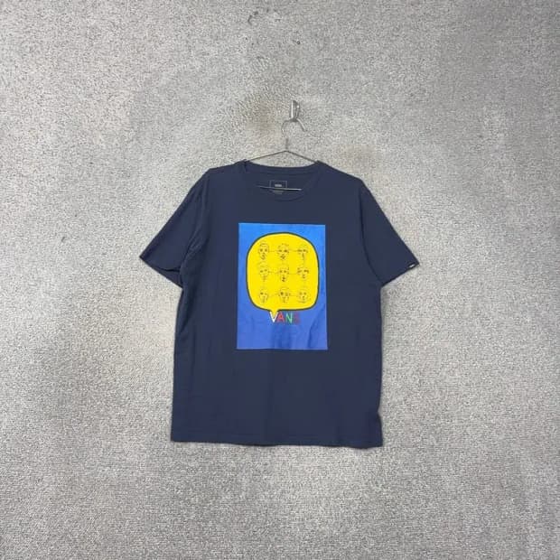 반스 프린팅 네이비 반팔 티 LARGE