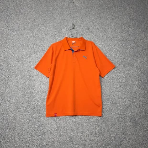 푸마 오렌지 로고 기능성 반팔 카라티 XXL