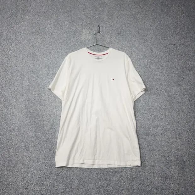 타미힐피거 화이트 로고 반팔 티 XL