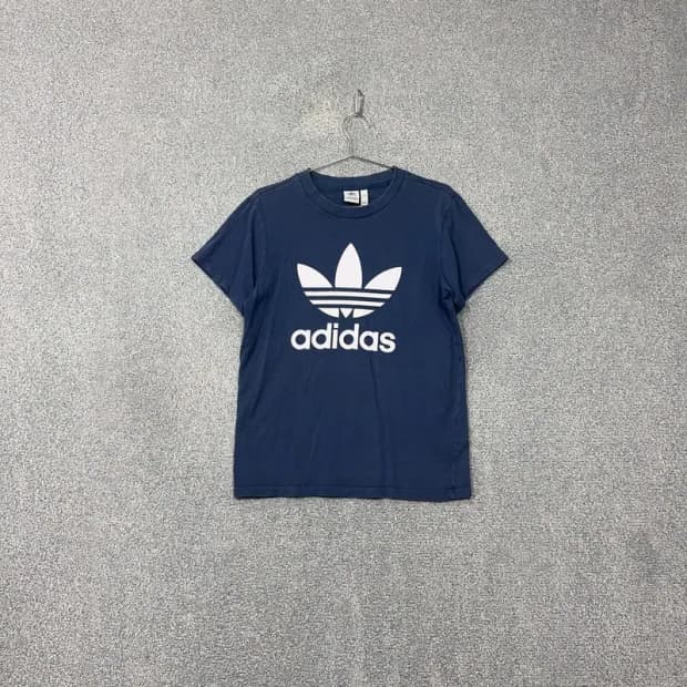 아디다스 빅로고 프린팅 네이비 반팔 티 XS
