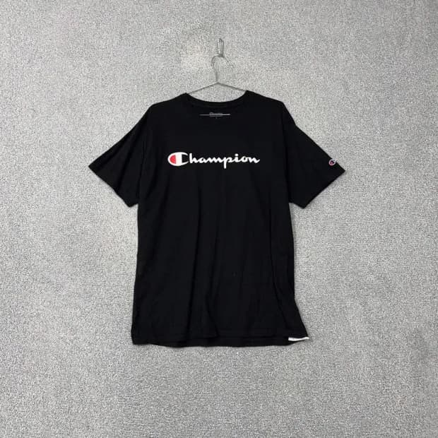 챔피온 스펠 로고 프린팅 블랙 반팔 티 L
