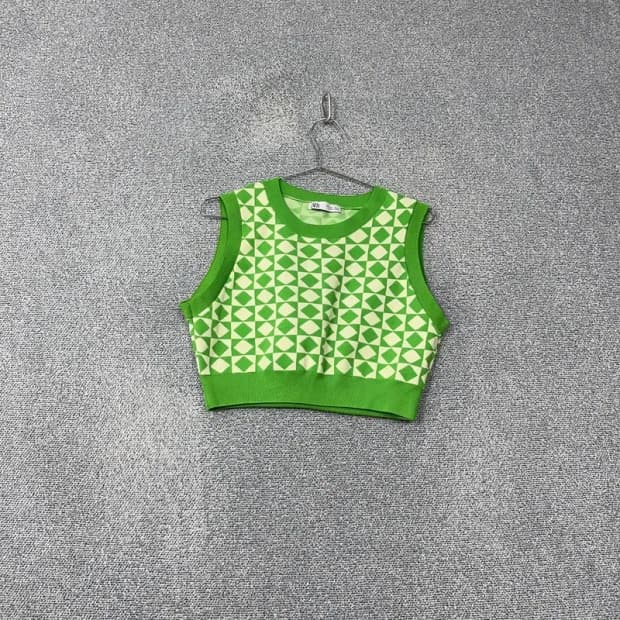 자라 그린 니트 크롭 조끼 L