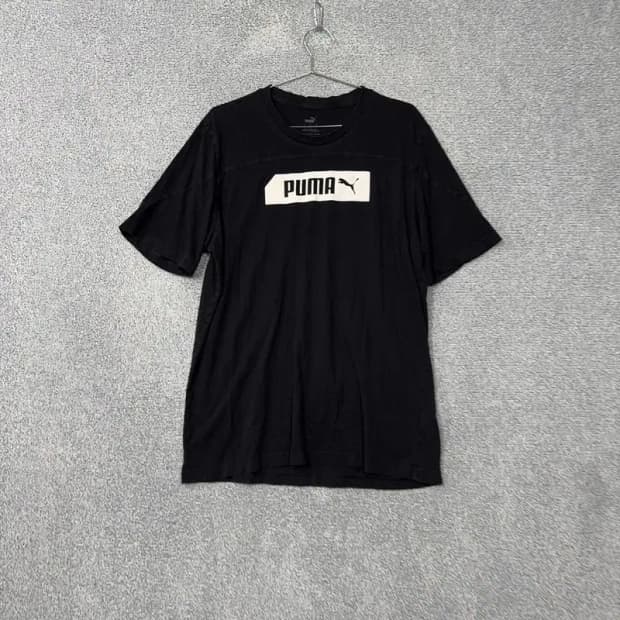 푸마 프린팅 블랙 반팔 티 L
