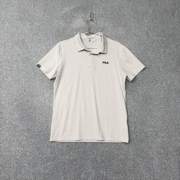 휠라 화이트 로고 기능성 반팔 카라티 100