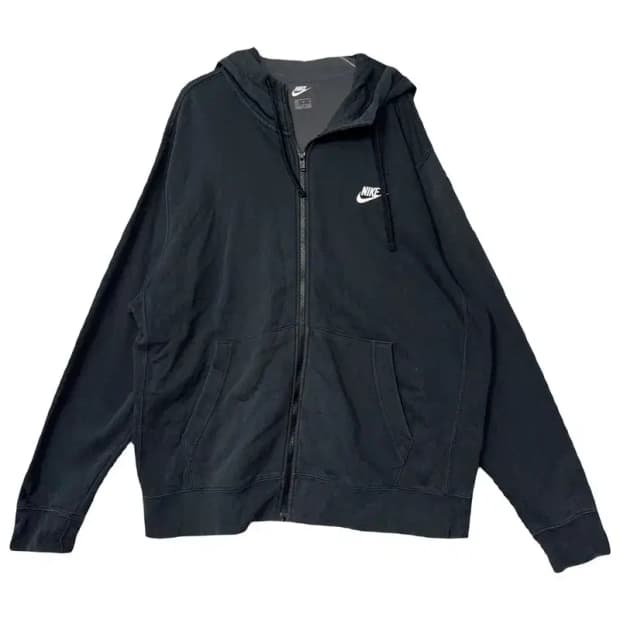 나이키 블랙 로고 오버 사이즈 후드 집업 XL