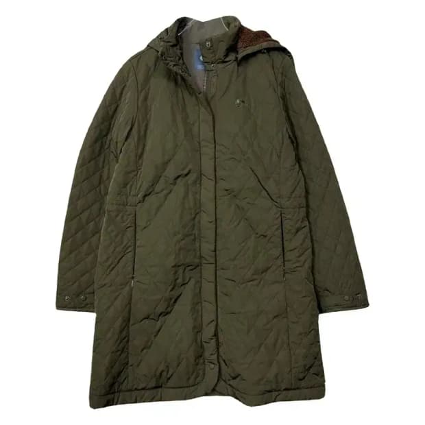 네파 카키 로고 누빔 퀄팅 경량 롱패딩 100