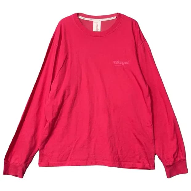 마하그리드 레드 형광 로고 슬리브 긴팔티 S