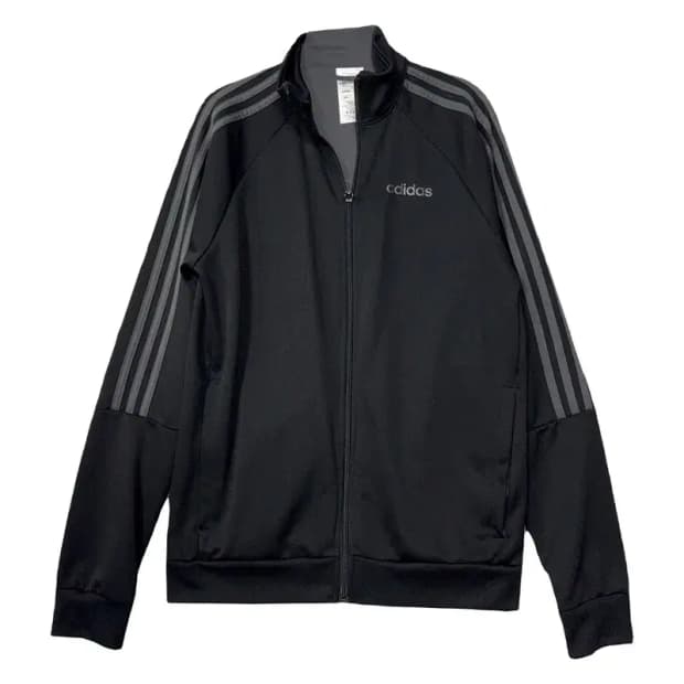 아디다스 블랙 로고 삼선 집업 저지 M