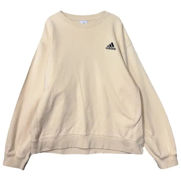 아디다스 베이지 로고 맨투맨 L