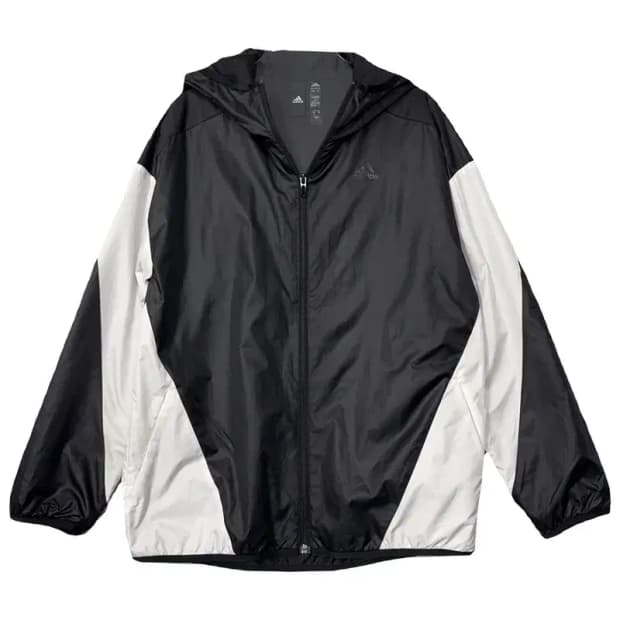 아디다스 블랙 화이트 투톤 오버 사이즈 바람막이 XS