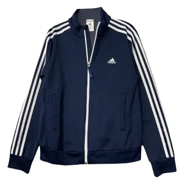 아디다스 남흰 로고 삼선 집업 저지 100