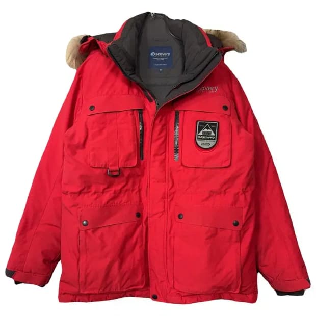 디스커버리 레드 구스다운 패딩 100