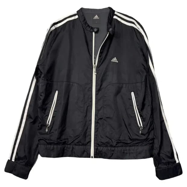 아디다스 블랙 로고 삼선 바람막이 S/S