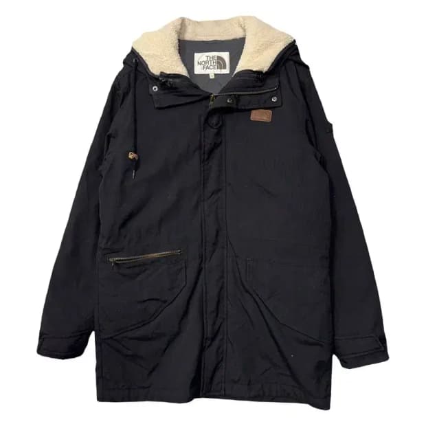 노스페이스 블랙 화이트 라벨 로고 후드 롱패딩 95