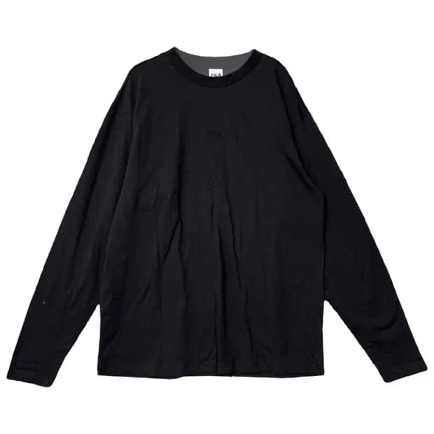 휠라 올블랙 센터 로고 긴팔티 LARGE