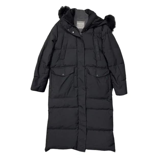 디스커버리 블랙 구스다운 롱패딩 90