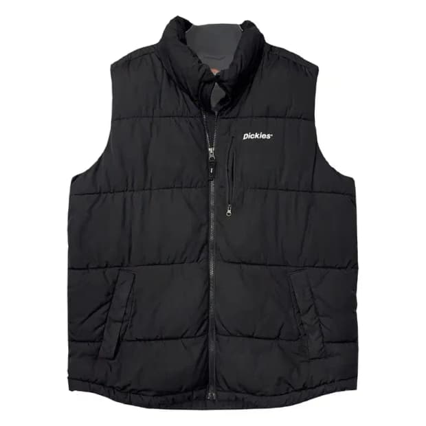 디키즈 블랙 스펠 로고 패딩 조끼 LARGE