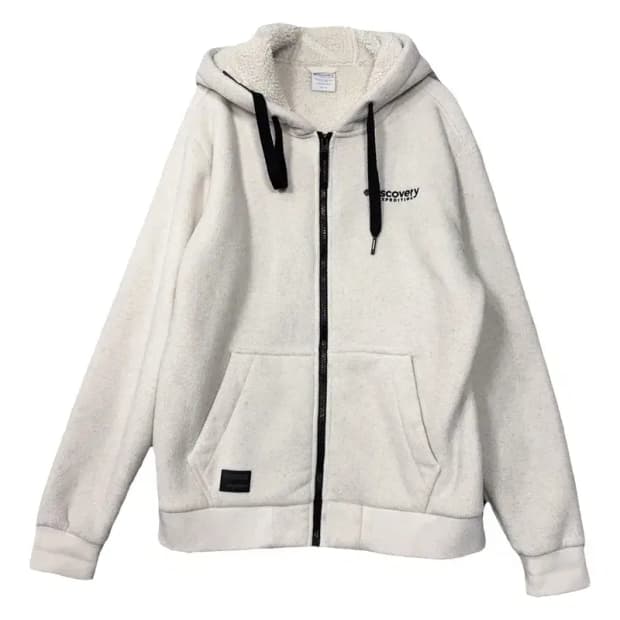 디스커버리 크림 양털 플리스 후드 집업 95