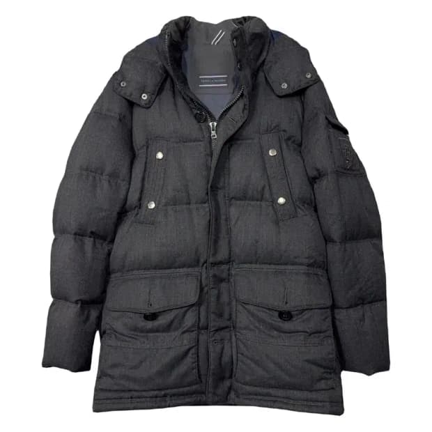 타미힐피거 그레이 배색 캐주얼 울 패딩 M