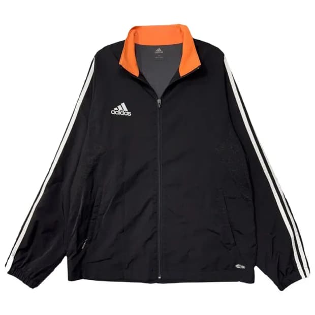 아디다스 블랙 로고 삼선 오버핏 바람막이 100