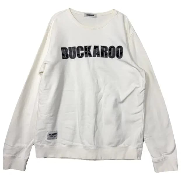 버커루 자수 로고 화이트 맨투맨 L