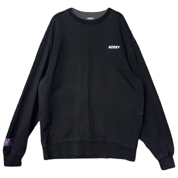 널디 블랙 로고 오버핏 맨투맨 M