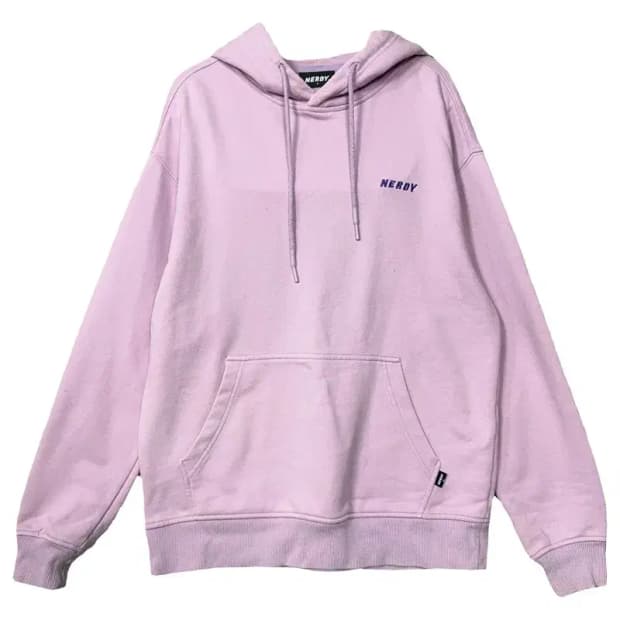 널디 라이트 퍼플 로고 후드티 S