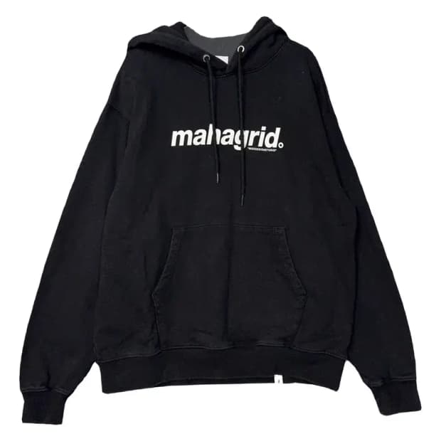 마하그리드 프린팅 블랙 후드티 M