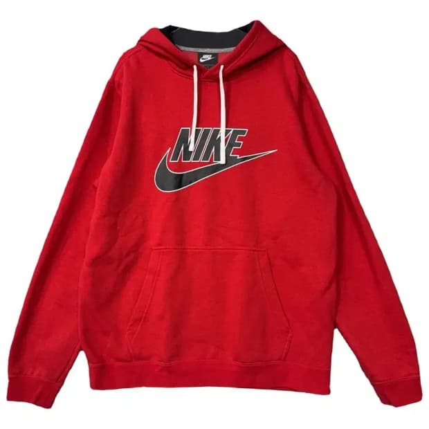 나이키 프린팅 레드 후드티 XL