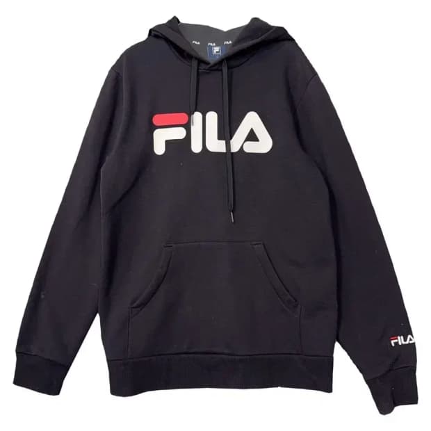 휠라 프린팅 블랙 후드티 95