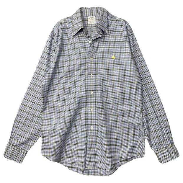 브룩스브라더스 체크 라이트 블루 셔츠 M