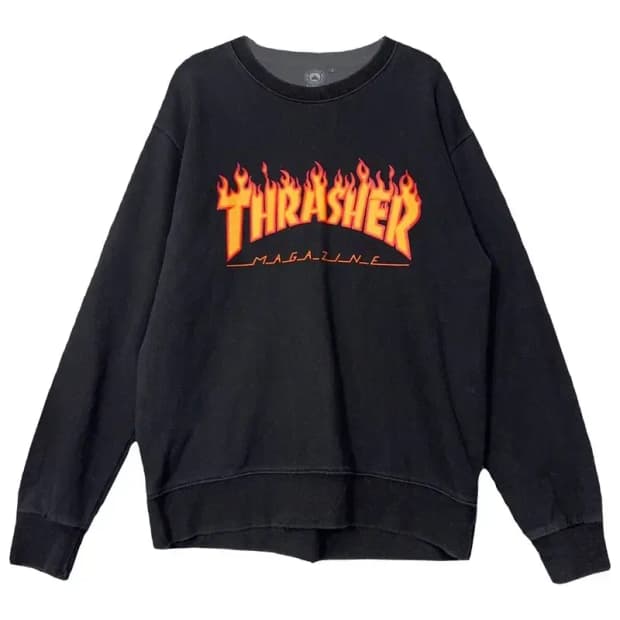 트래셔 프린팅 블랙 맨투맨 L