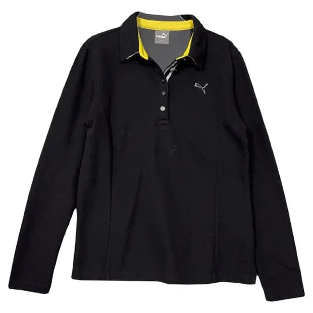 푸마 블랙 로고 기능성 긴팔티 M