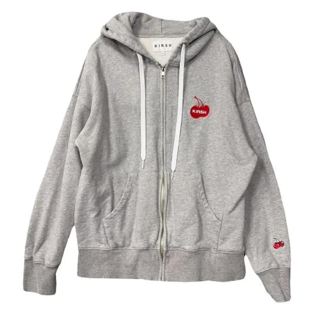 키르시 라이트 그레이 로고 후드 집업 1