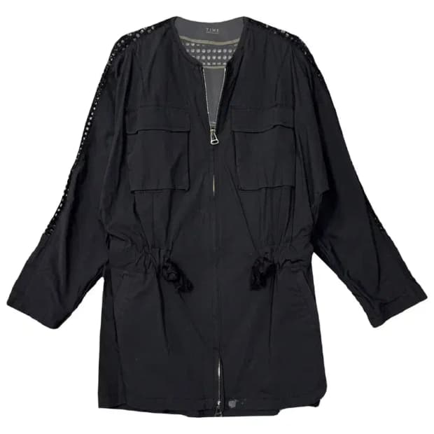 타임 블랙 한섬 롱 블루종 자켓 82-94-160