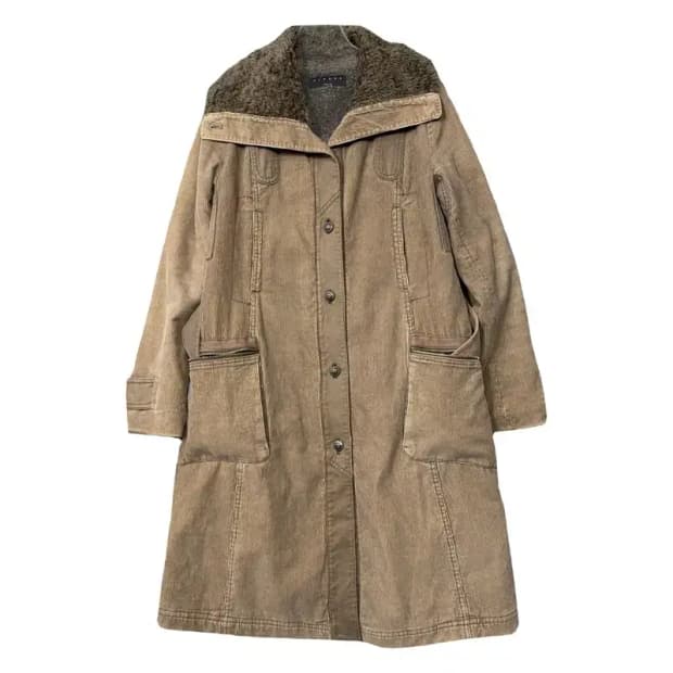 시슬리 베이지 버튼 코듀로이 코트 85-94-165