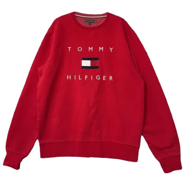 타미힐피거 로고 레드 빈티지 맨투맨 L