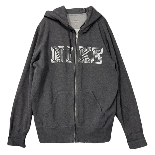 나이키 레트로 자수 로고 그레이 후드 집업 L
